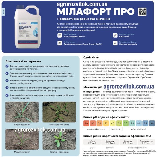 Мілафорт Про – післясходовий гербіцид для кукурудзи проти злакових бур’янів