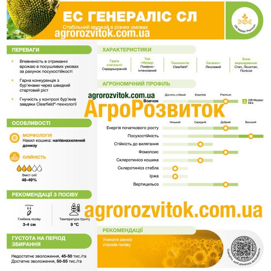 Соняшник ЕС Генераліс СЛ Лідеа - чемпіон з посухостійкості під технологію Clearfield®