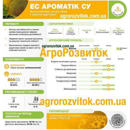 Соняшник ЕС Ароматік СУ Лідеа - високоолеїновий прибуток під технологію Express™