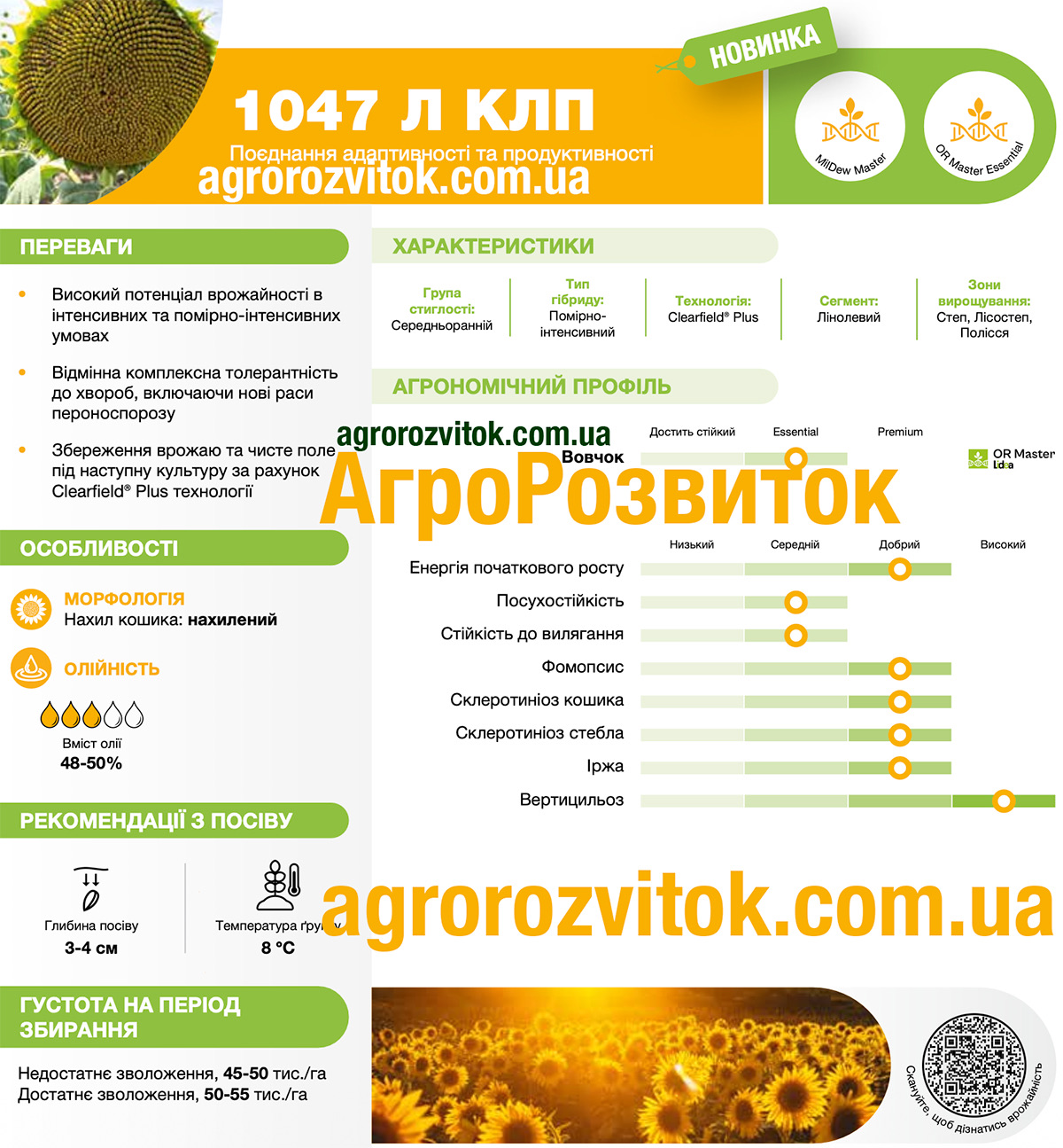 Соняшник 1047Л КЛП Лідеа